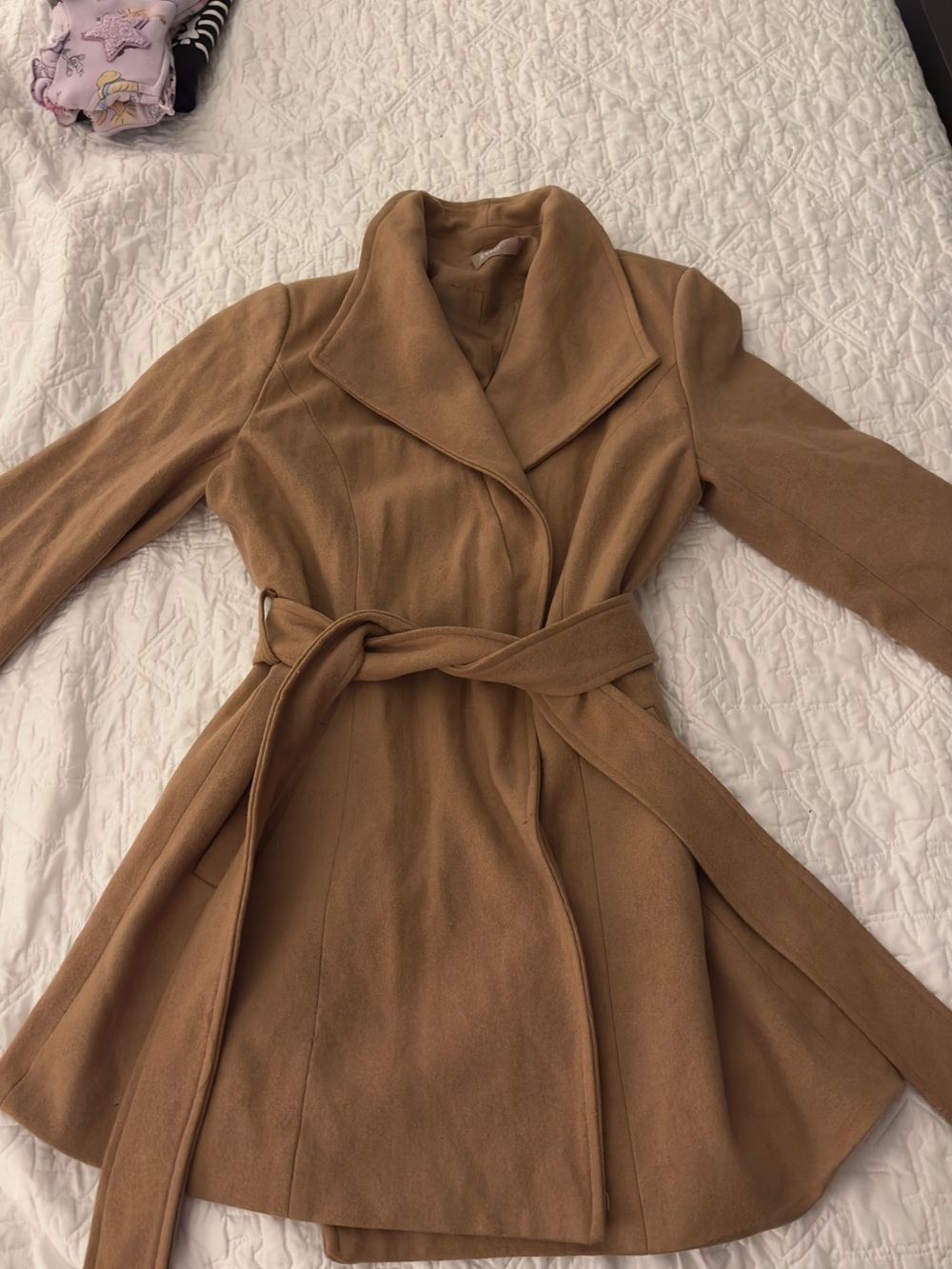 Classic Camel Wrap Belted Coat - Women